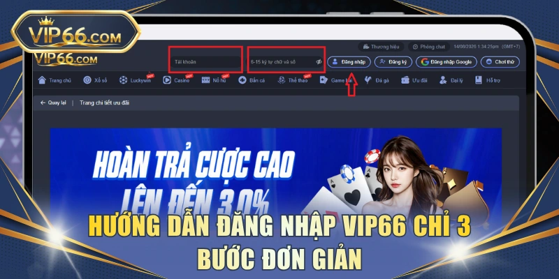 Hướng dẫn đăng nhập VIP66 chỉ 3 bước đơn giản